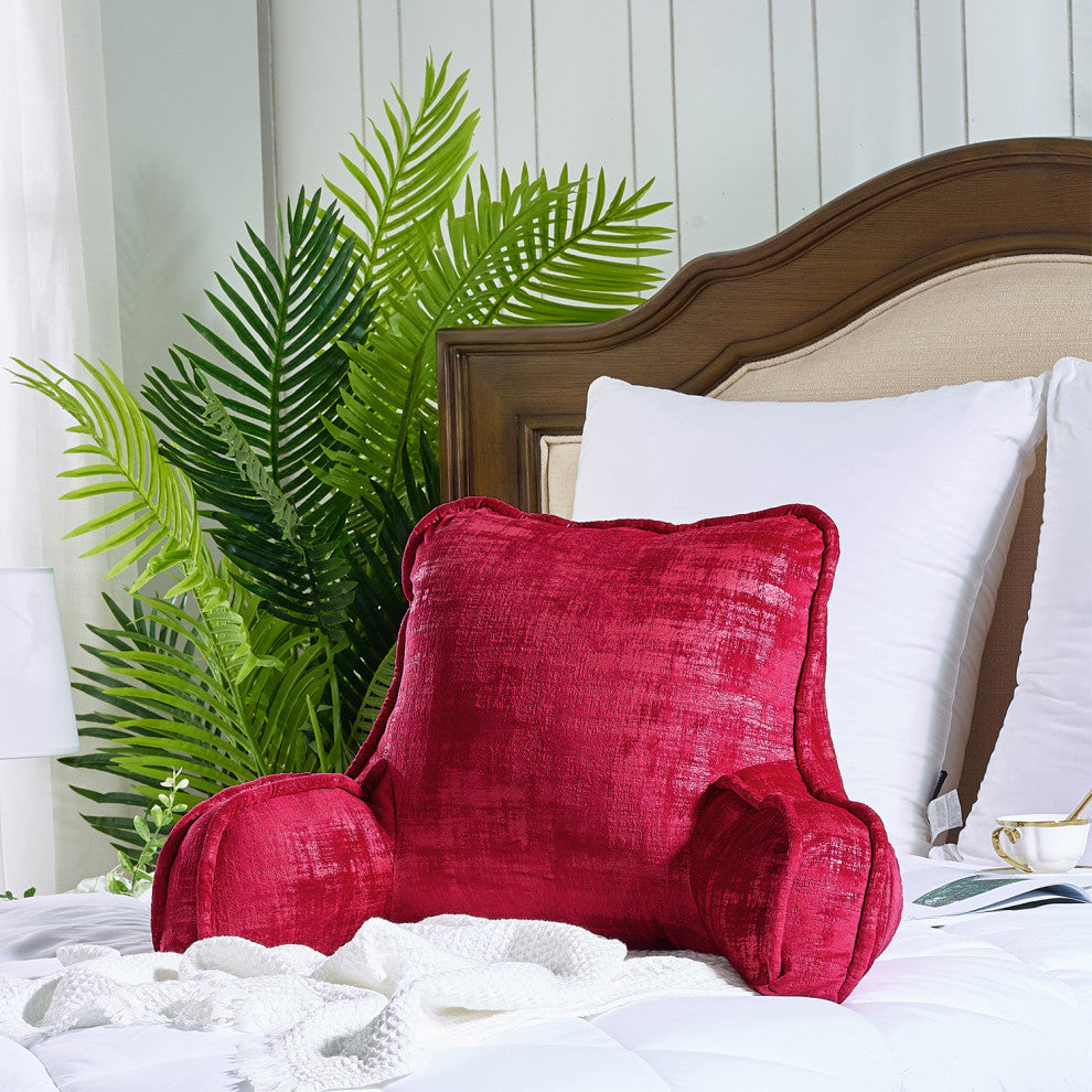 Textured Velvet DIY Bed Rest Cover and Inserts, Tango Red, 20"x18"x17"