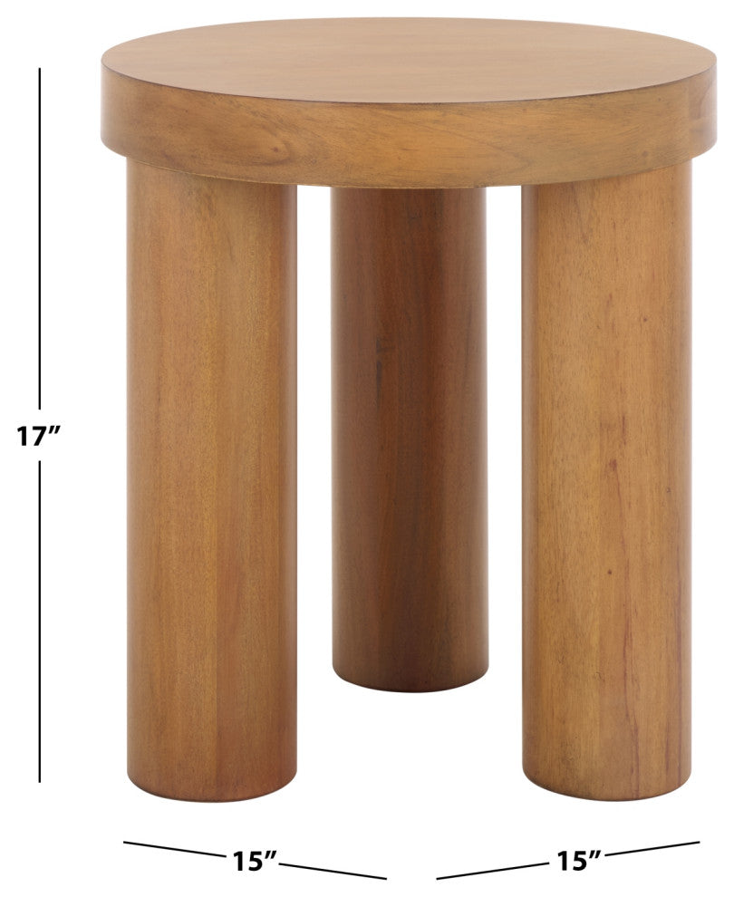 Safavieh Couture Bary Round 3 Leg Wood Accent Table, Natural