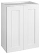 Wall Mount Storage Cabinet, Soft Closing Framed Door & Inner Shelves, White, 27"