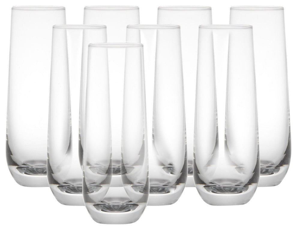 Milo Crystal Stemless Champagne Flute Glasses 9.5 oz, Set of 8