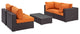 Espresso Orange Convene 5-Piece Outdoor Patio Sectional Set