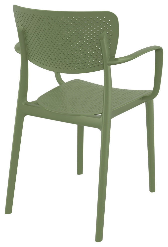 Loft Outdoor Dining Arm Chair, Set of 2, Olive Green