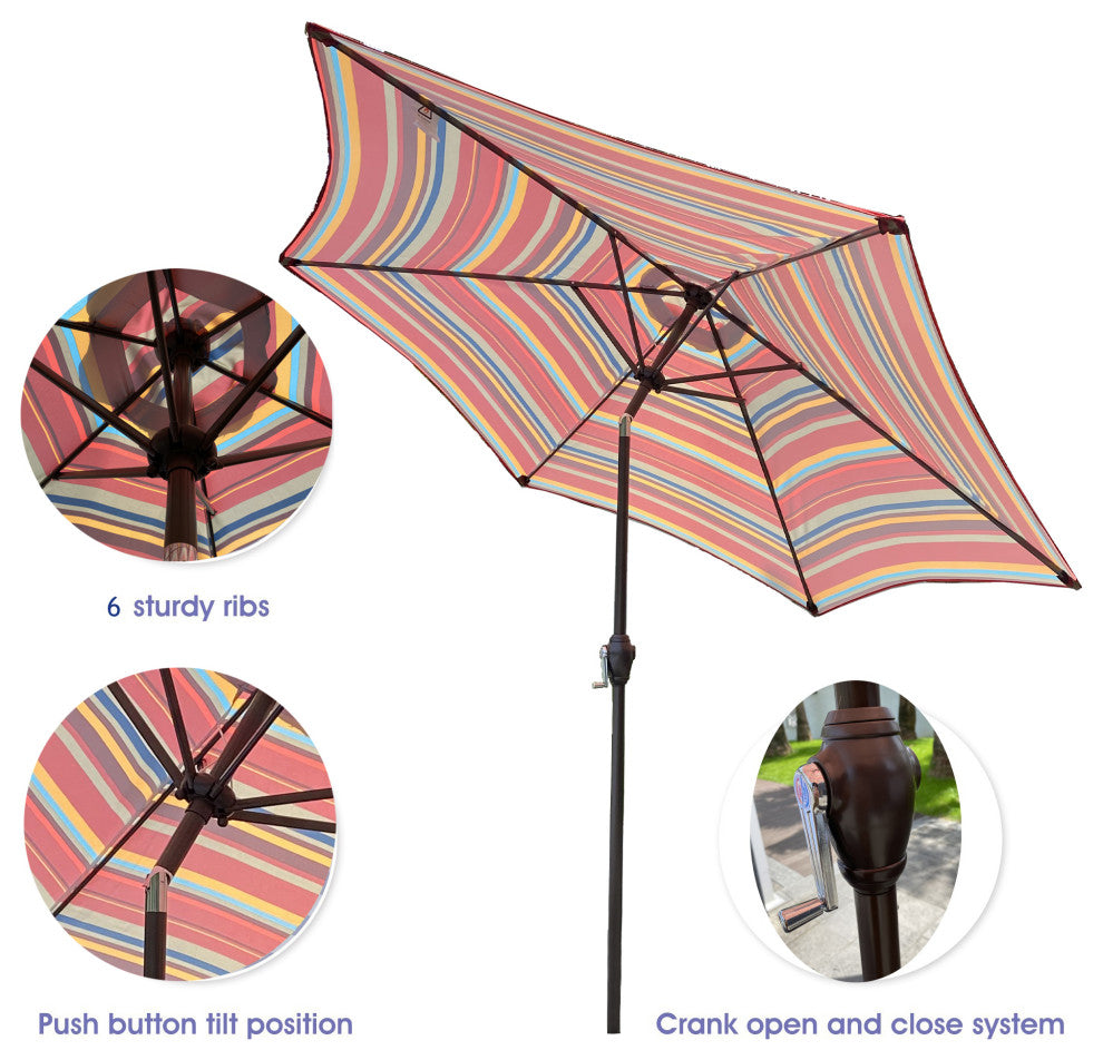 9' Outdoor Patio Steel Market Umbrella With Push Button Tilt and Crank, Red