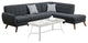 Benzara BM168751 Polyfiber 2 Pieces Sectional With 2 Pillows, Dark Gray