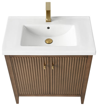 Vanity Art Freestanding Vanity, Walnut, 30", Single Sink, Golden Brushed