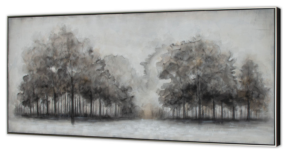 Wildwood Fog, Hand Painted Framed Canvas