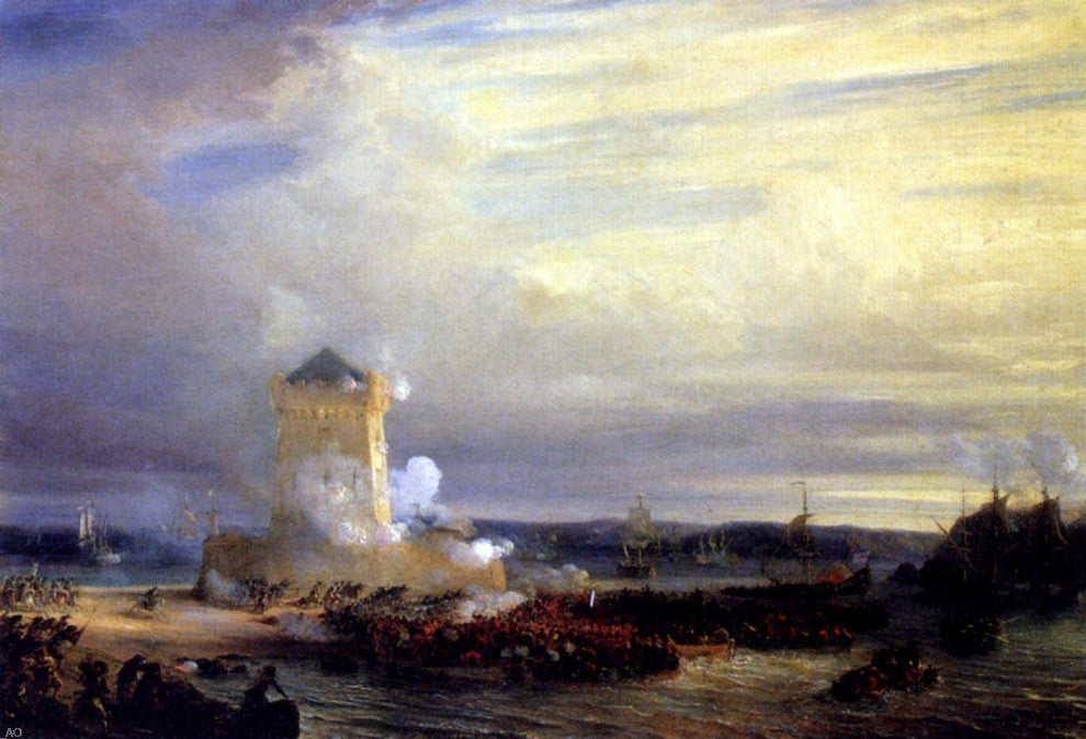 Theodore Gudin The English Landing At Calais, 18"x27" Gallery Wrapped Canvas