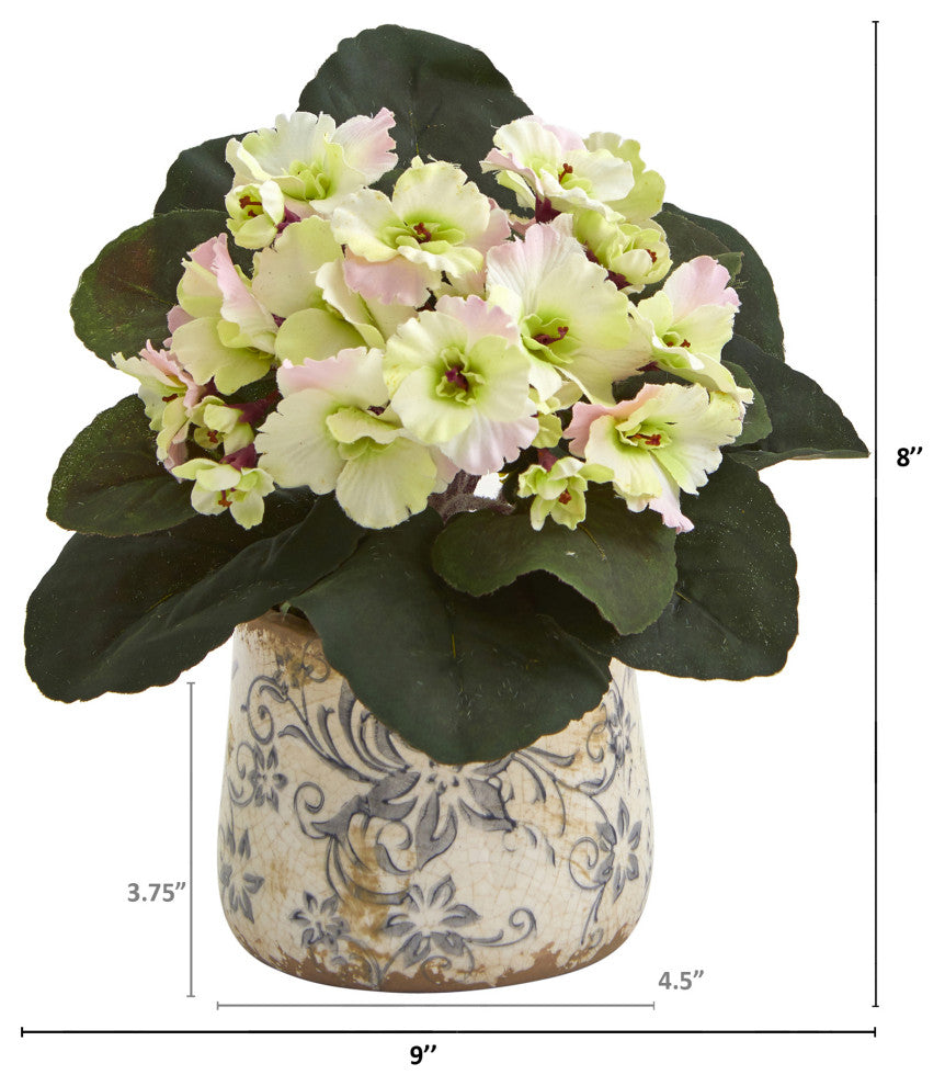 8in. African Violet Artificial Plant in Floral Design Vase (Set of 2)