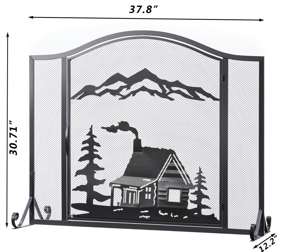 Single Panel Iron Fireplace Screen