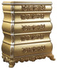 Benzara BM269591 Chest With 5 Storage and Scrolled Floral Design, Gold