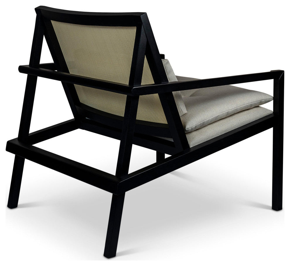 Modern Brazilian, Barra, Cane Lounge Chair, Black/Natural/Chalk