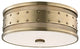 Gaines, 16" Flush Mount, Aged Brass Finsih, Frosted Inside-Clear Outside Glass