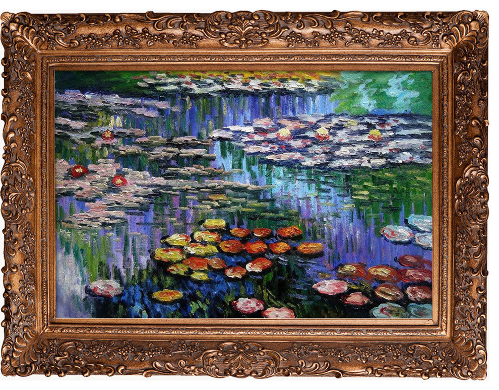 Water Lilies, Pink With Frame, 45.5"x33.5"