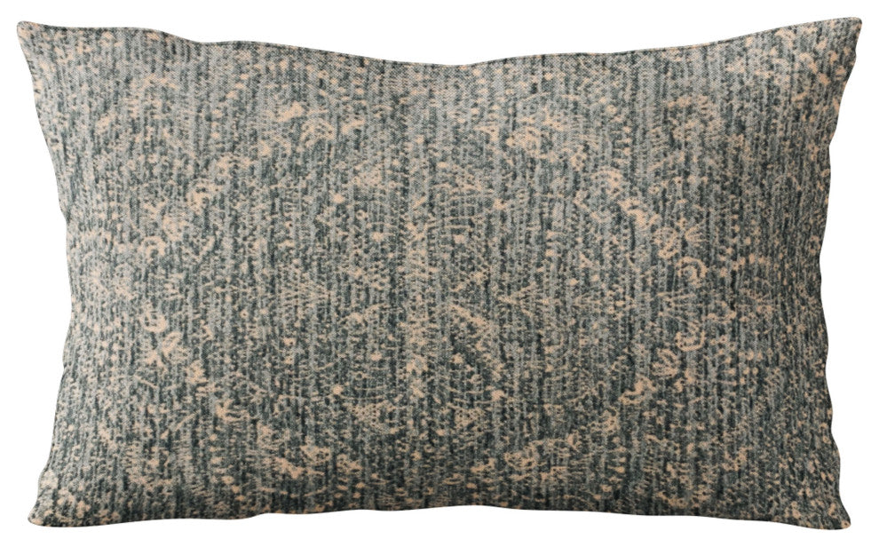 Plutus Blue Hidden Park Medallion Luxury Throw Pillow, 12"x20"