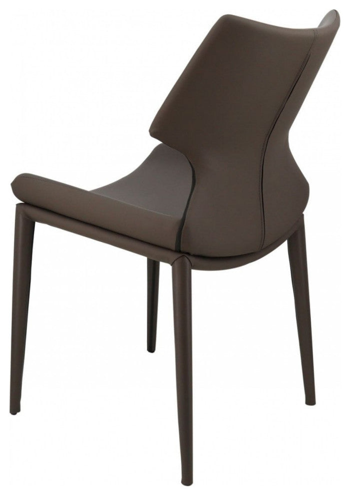 Set of Two Gray Faux Leather Wrapped Dining Chairs