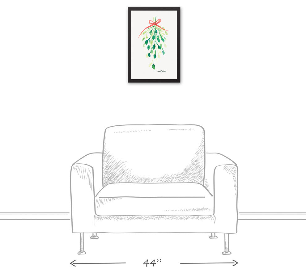 Watercolor Mistletoe 12x18 Black Framed Canvas