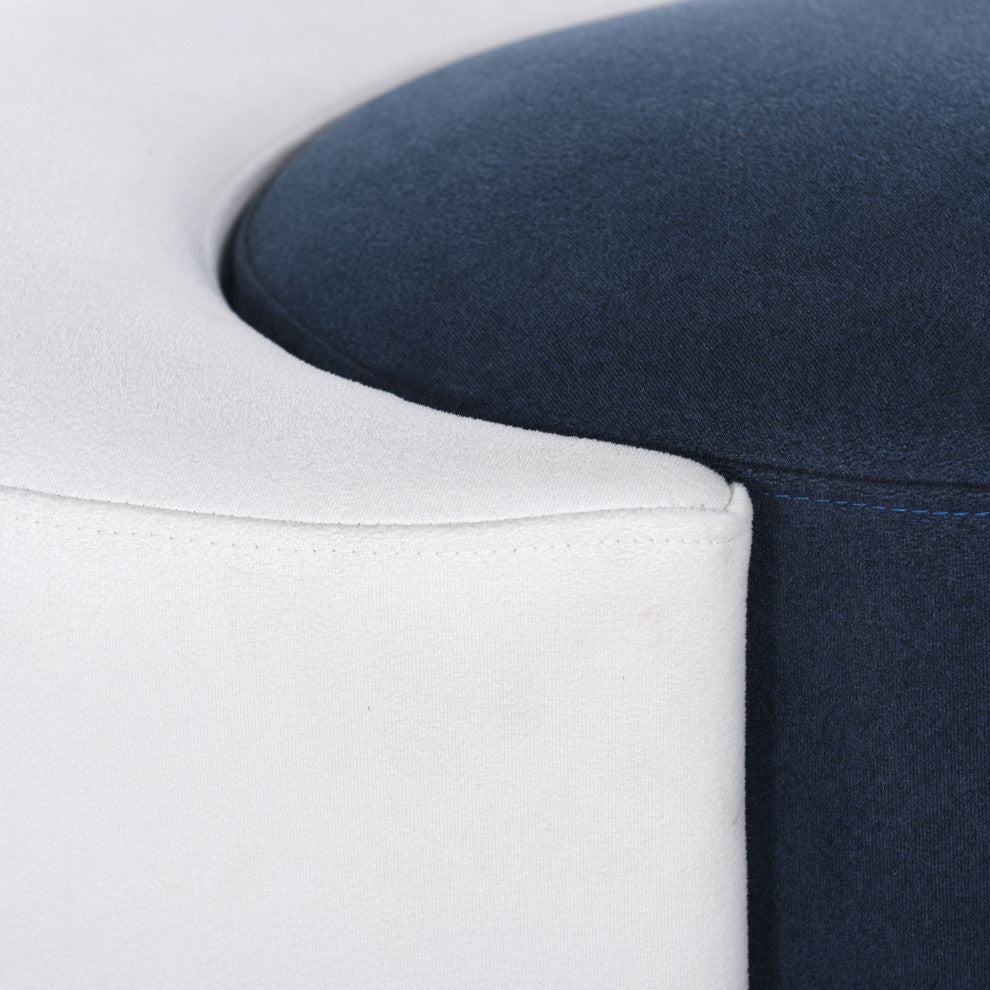 Dann Foley Pouf Ottoman Yin Yang Functional Two Piece White, Navy Blue