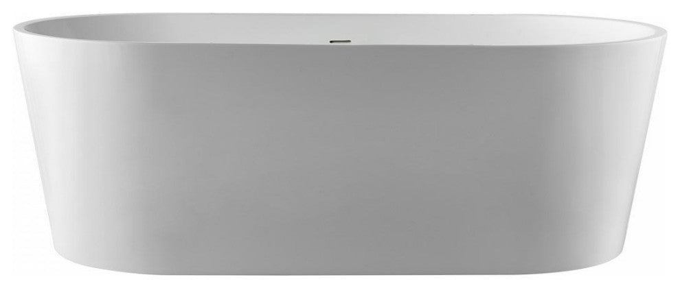 Mia Acrylic Double Ended Freestanding Tub, White / Rose Gold Drain, 53 Inch