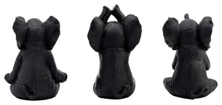 Resin, Set of 3, 8"H, Yoga Elephants, Black