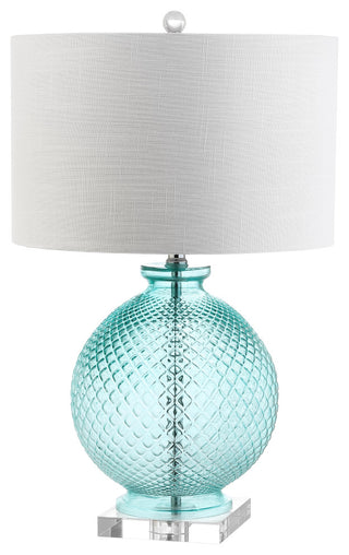 Estelle 26" Glass and Crystal Table Lamp, Aqua