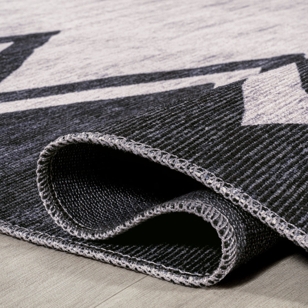 Siksak Modern Chevron Border Area Rug, 8x10