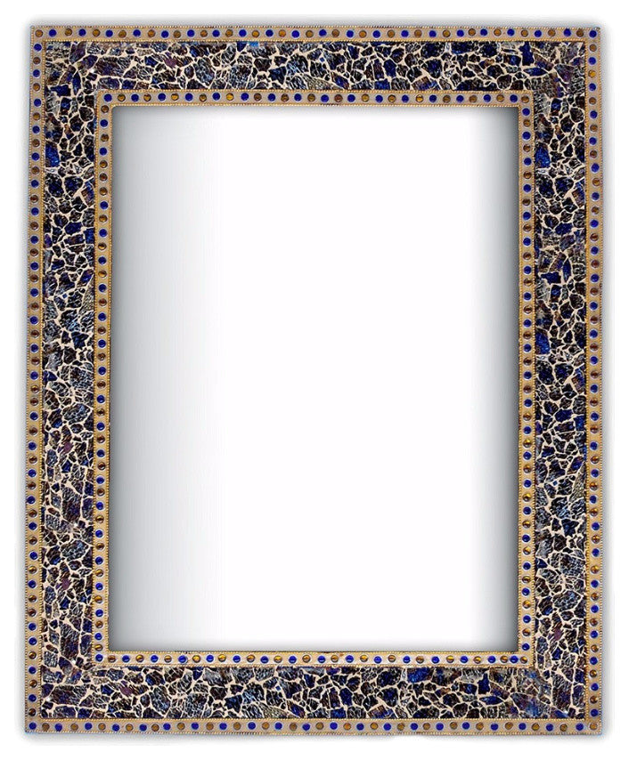 Crackled Glass Decorative Wall Mirror, 30"x24", Fired Gold