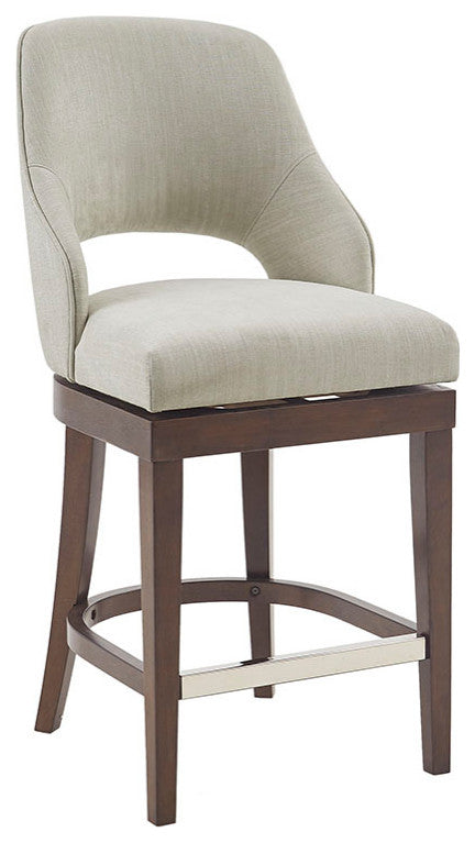 Madison Park Counter Stool Swivel Seat Upholstered Height Bar Stool, Cream