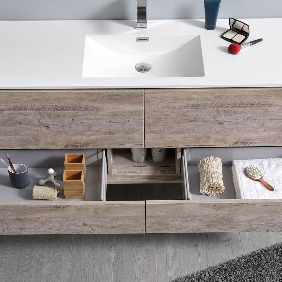 Fresca FCB9260RNW-S-I Catania 60" Rustic Natural Wood Cabinet With 1-Sink