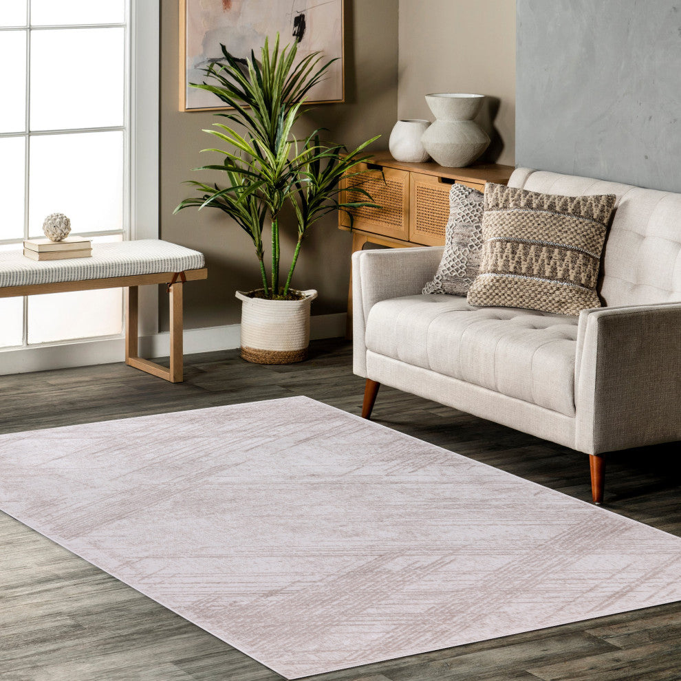 Low-Pile Sidney Beige/Ivory Rug, Beige, 6'5"x9'5"