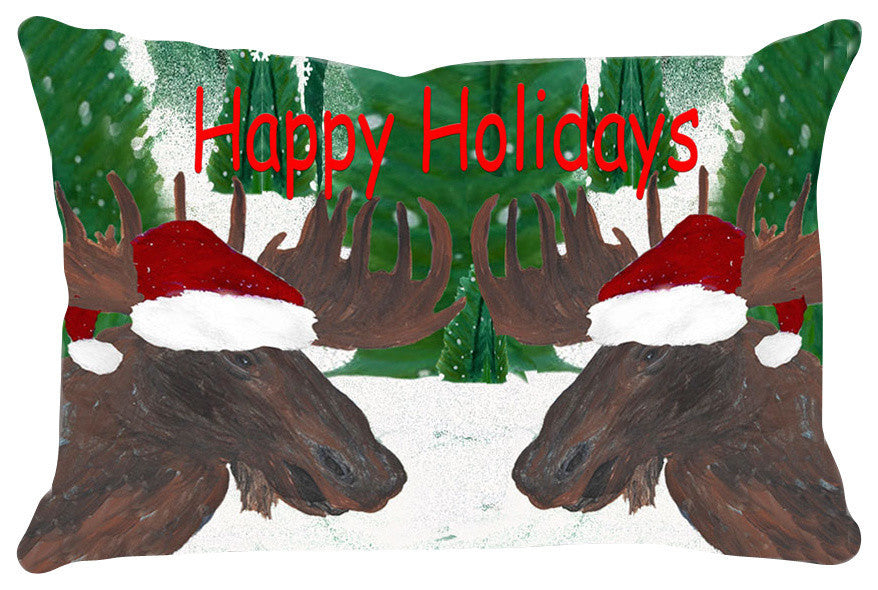 Holiday Pillow Sham, 30"x20", Santa Moose