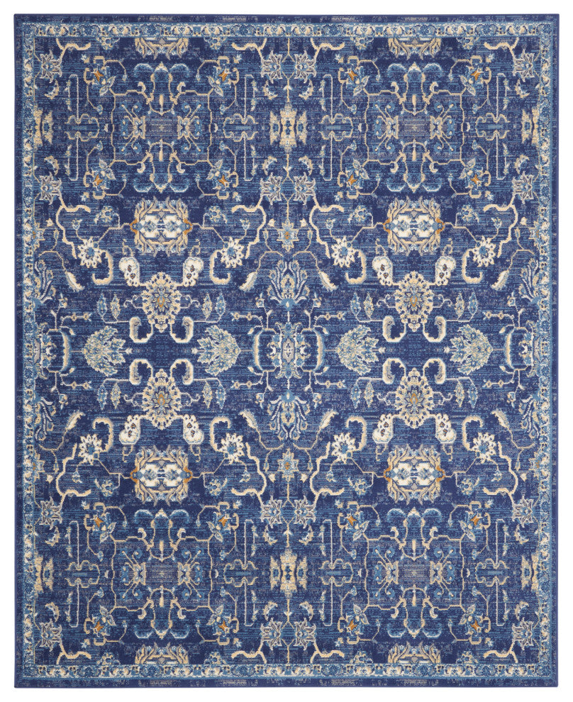 Nourison Grafix 8' x Round Navy Vintage Indoor Area Rug