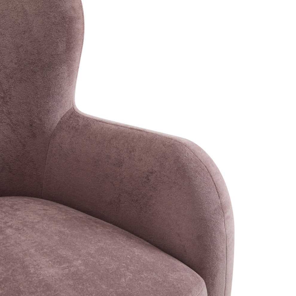 GDF Studio Wingback Fabric Accent Chair With Solid Birch Legs, Pinkish Purple