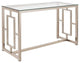 Bowery Hill Glass Top Console Table in Nickel and Clear