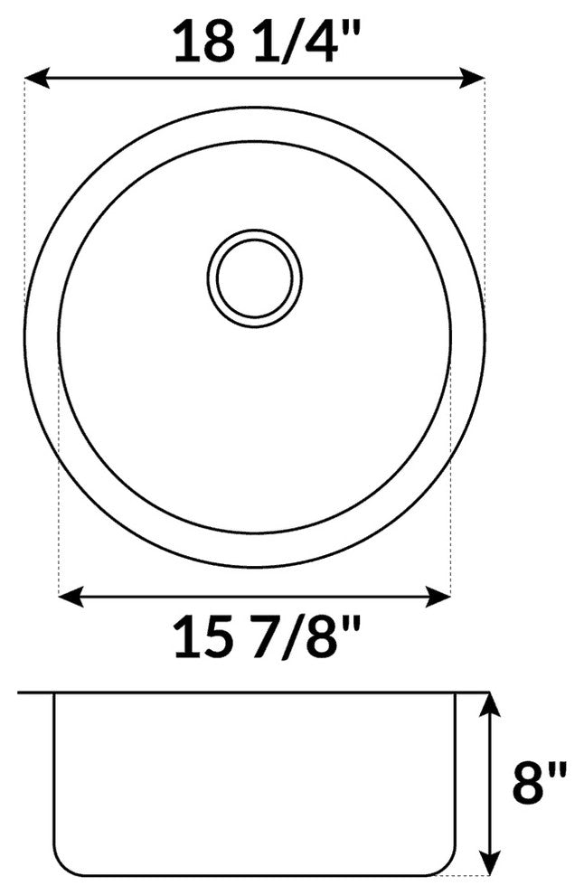 Undermount Stainless Steel Single Bowl, Bar or Prep Sink L101, 18 1/4"