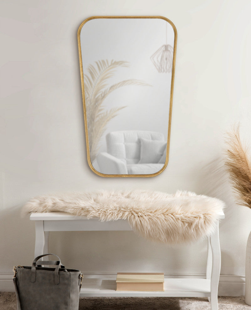 Caskill Framed Cowbell Wall Mirror, Gold, 20x32
