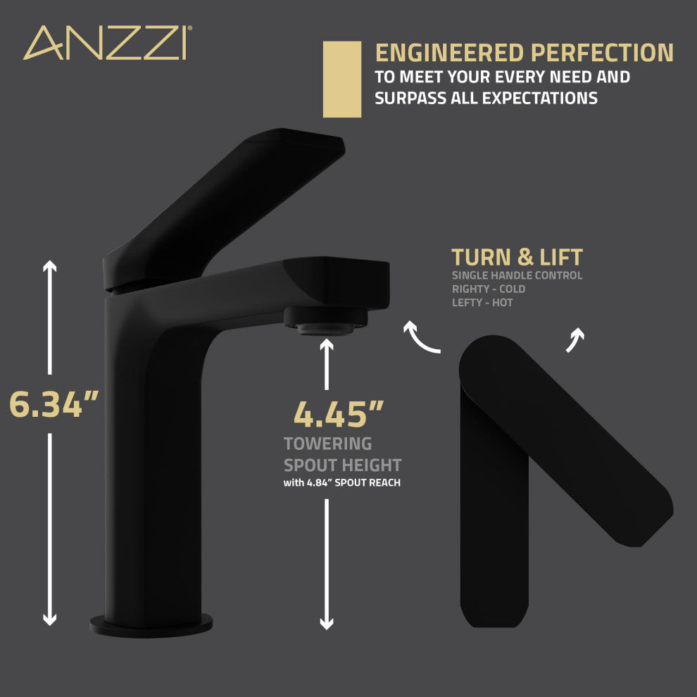 1-Handle Bathroom Faucet, Matte Black