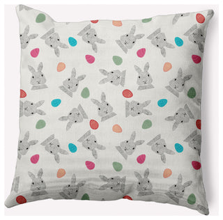 Bunnies and Eggs Easter Decorative Throw Pillow, Whisper White, 18x18"