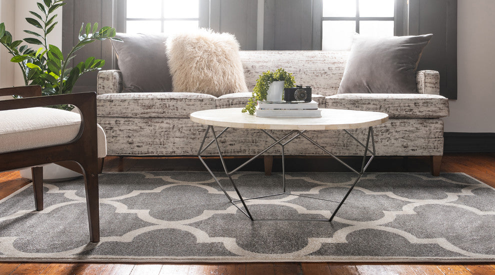 Rug Unique Loom Trellis Gray Rectangular 5' 0 x 8' 0