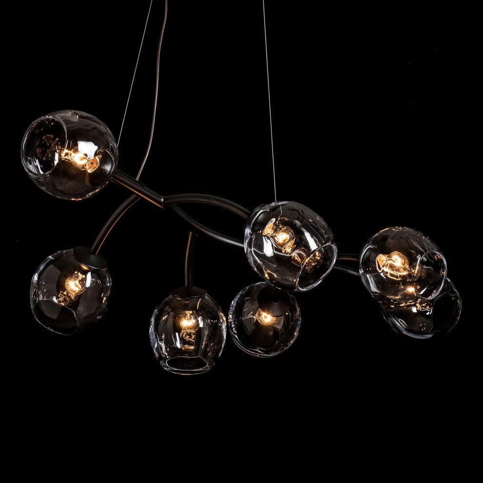 Vine Pendant, Black Finish, Clear Simon Pearce Glass, Standard Overall Height