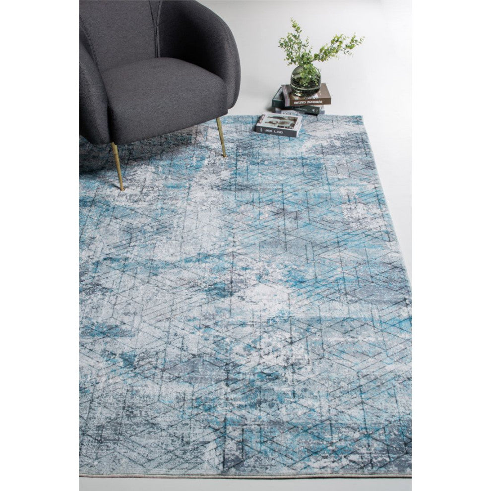 KAS Roxy 2805 Blue/Gray Genesis Area Rug, 2'x7' Runner
