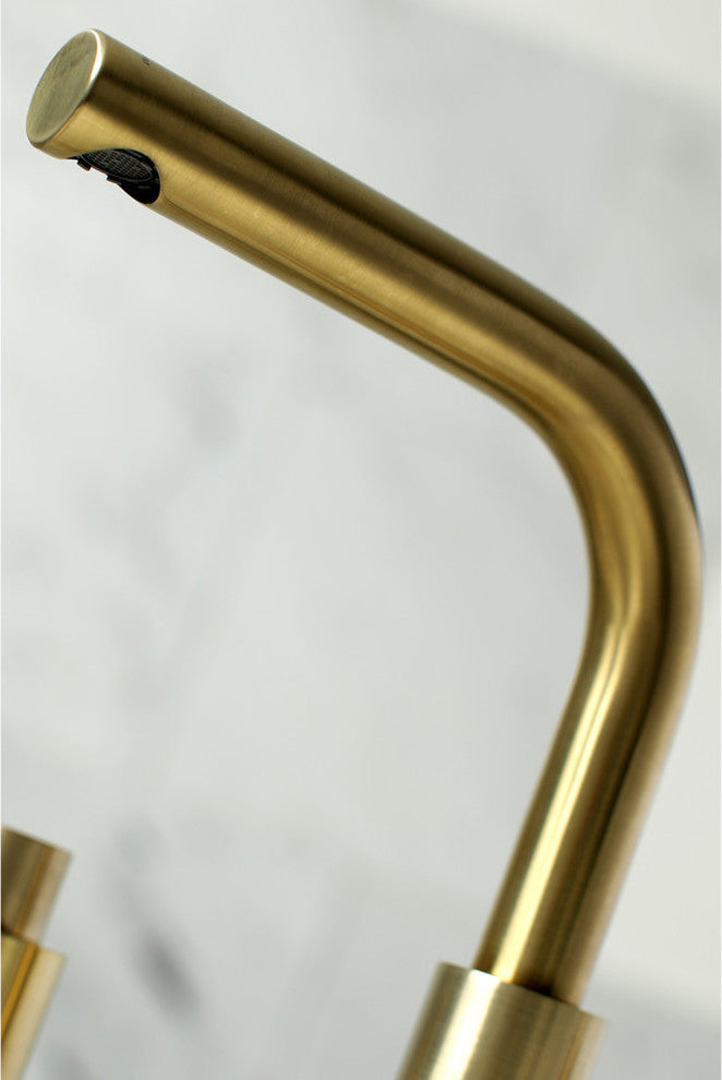 Widespread Bathroom Faucet, Brass Pop-Up, Brushed Brass