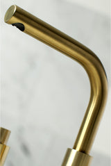 Widespread Bathroom Faucet, Brass Pop-Up, Brushed Brass