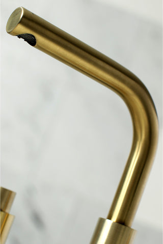 Widespread Bathroom Faucet, Brass Pop-Up, Brushed Brass
