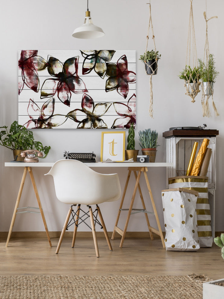 "A Floral Pattern" Print on White Wood, 45"x30"