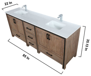 Ziva 84 Barnwood DB Vanity, Cultured Marble Top, Square Sink, 34 Mirrors, Faucet