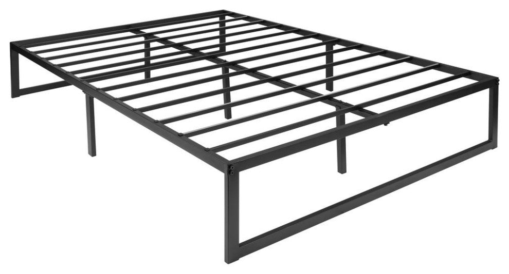 Universal 14 Inch Metal Platform Bed Frame, Black, Full