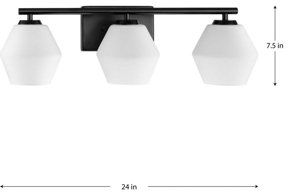 Copeland Collection Three-Light Matte Black Mid-Century Modern Vanity Light