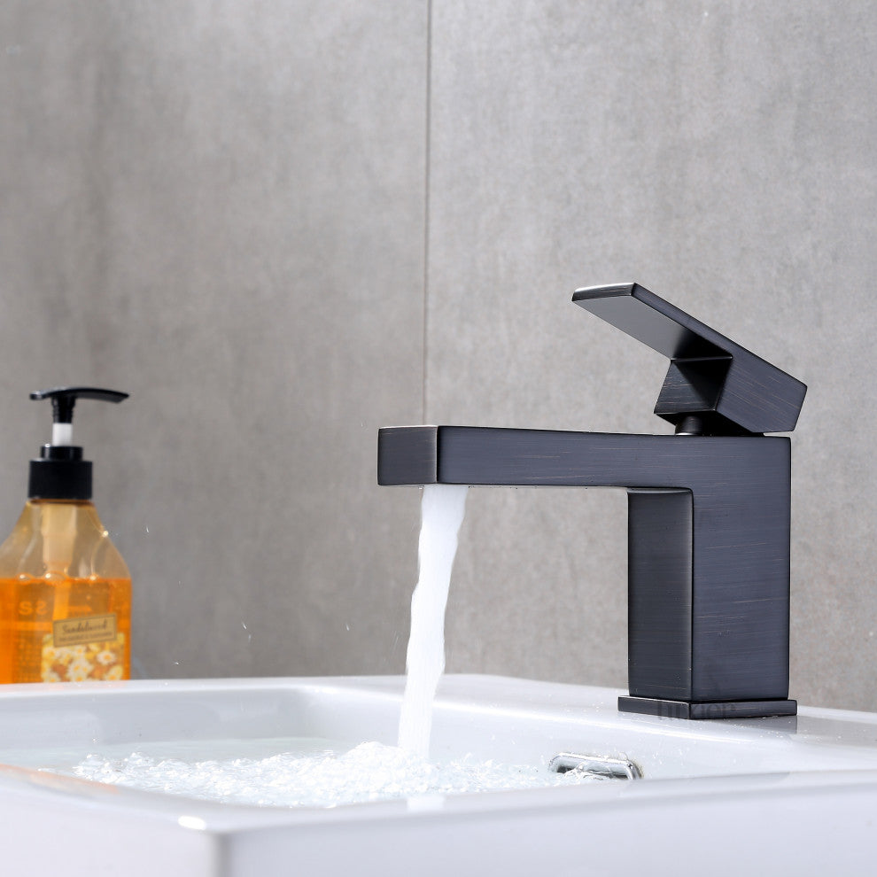 Luxier BSH05-S Single-Handle Bathroom Faucet with Drain, Oil Rubbed Bronze