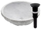 Natural Carrara White Marble Chiseled Stone Vessel Sink and Drain, Matte Black