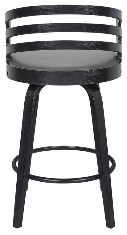 Jayden Contemporary 26" Counter Heightï¿½Swivel Barstool in Black Brush Wood Finis